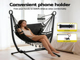 Gardeon Hammock Chair Stand Iron Frame w/ Phone Holder Black HM-CHAIR-STD-H