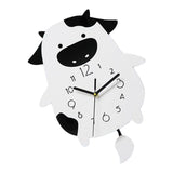 Acrylic Wall Clock Cartoon Cow Shape Silent Movement Decorative Swinging Clock for Kitchen Living V1294-YM0901-3115240042311