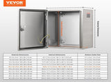 Steel Electrical Box, 40x30x15 cm, 304 Stainless Steel Electrical Enclosure Box, Wall-Mounted V952-BXGDQX16X12XVGLJZV0