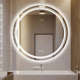 P&P Silver Mirror With White Frame Round LED Bathroom Mirror V767-XMR-Y28-628-AU-V1
