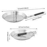 Grill Pan,Portable Folding Metal BBQ Grill Tray with Handle,Perforated Grilling Skillet for V1369-AZ3-W-14006
