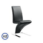 2x Z Shape Black Leatherette Dining Chairs with Stainless Base V43-DC-ZC-BL