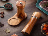 Acacia Wood Salt and Pepper Grinder Set with Ceramic Burrs, Adjustable Coarseness and Storage Base V1188-MS-731-005