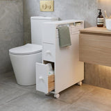 Removable Bathroom Side Cabinet Toilet Caddy with Storage Drawers- White V264-TAB-706C-WHE-NA-1