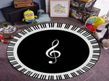 Musical Note Black White Piano Key Printed Round Carpets Area Rugs for Home Living Room Bedroom V1294-YM0716-10104490