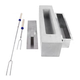 Tabletop Fire Pit Rectangle Concrete Grey Stainless Steel Liner with Lid Sticks Small Portable V1294-YM0901-3111230275111