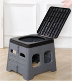 Portable Camping Toilet Foldable with Lid, 150 kg Load Capacity, for Road Trips and Camping Indoors V1188-MS-325-1021