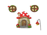 Mushroom House Door Luminous Garden Ornament - Multicolor V1263-JX-941