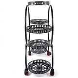 4 Layer 6 Pots Flower Holder Plant Stand Shelf 4-Wheel Free Moving Rack V63-840601