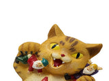 Cat and Dwarf Statue Sitting Cat Decor Figurine Resin Animal Ornament for Home Courtyard Landscape V1294-YM0901-3111240166911