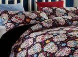 Fiesta Calavera Skull Bloom Quilt / Doona / Duvet Cover set V745-AQ041118D3