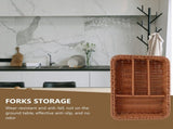 Chocolate Rattan Cutlery Tray 4 Deep Compartments for Kitchen Storage V1192-AZ-W-24947