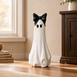 Halloween Ghost Figurine with Bow Large Tabletop Decoration for Front Porch Entryway Fireplace V1366-AZ2-W-13171