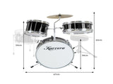 Karrera Mini 4-Piece Children Drum Kit Set Wooden with 2 Toms Bass Pedal Snare Stool Metallic B 4PC-DRUM-BLK