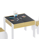 3-Piece Kids Table and Chairs Set in White with Storage, 60x60x48cm V178-59315