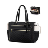 Insulated Lunch Tote Bag for Women Large Capacity Portable Cooler Handbag with Cup Holder and Bow, V1341-ZY-9V63JBJT-BLACK