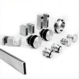Frameless Glass Sliding Shower Door Hardware Rail Set Nickel V63-931051
