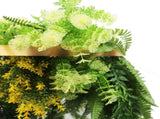 Gold Framed Roof Hanging Disc With Bright Tropical Foliage Mix and Draping Ferns 40cm UV Resistant V637-DP80107