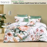 Bianca Sariya White Cotton Sateen Quilt Cover Set Queen V442-BCA-QUILTCS-SARIYA-WHITE-QS