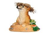 Straw Hat Meerkat Ornaments Meerkat Garden Statue Flower Pot Decoration Resin Crafts for Lawn Garden V1294-YM0715-3111210436111