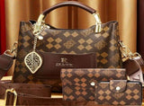 Women'S Handbag Set Monogram Handbag Three-Piece Handbag Set Australian Style - Brown - Size V1347-127-78611-BRN-25-11-19
