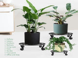 2 Pack Round Metal Plant Stands for Flower Pots, Heavy-Duty Rustproof Iron Indoor and Outdoor V1189-LC-AMZ-00305