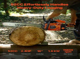 52cc Gas Chainsaw 1.8 kW Gas Powered 455 mm Chainsaw For Wood Cutting V952-RQLJ18INCHEC6XJG9001V0
