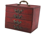 Jewelry Box Chinese Vintage Case 4 Drawer Wood Oriental Compact Ample Capacity Versatile Storage V1294-YM0710-3117230360411