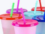 20pcs Color Changing Straw Cups Professional Innovative Food Grade PP Plastic Reusable Cups with V1294-YM0901-3118240153411