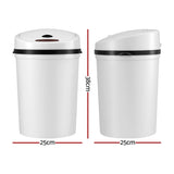 Devanti Sensor Bin Motion Rubbish Bins Kitchen Automatic Trash Can White 9L SB-9LR10-WH