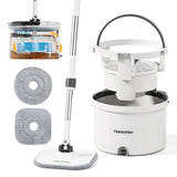 Premium Microfiber Round Mop Bucket Set w/ Clean & Dirty Water Separation 360 Degree - White V563-75256