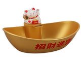 Gold Ingot Solar Energyy Cat Ornament Solar Wealth Welcome Waving Hand Fortune Cat Statue Good V1294-YM0901-3115230106311