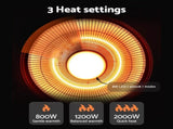 Devanti 2000W Outdoor Electric Patio Heater Ceiling Mount with LED Light Remote RHP-CEH6-2000W-BK