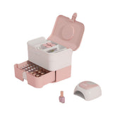 Cosmetic Storage Box 2 Layers Drawer Large Capacity Portable Makeup Storage Box with Handle for Nail V1294-YM0626-3117220310311