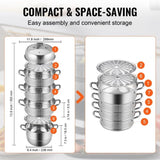 Dumpling Steamer Stainless Steel 5 Titer for for Cook Soup, Noodles, Fishes Work with Gas Electric V952-ZL5CBXGZL30CM0001V0