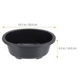 2Pcs Large Black Plastic Bonsai Planter Pots Oval Shape with Drainage Holes for Garden and Office V1369-AZ3-W-15851