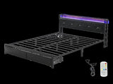 Levede Double Metal Bed Frame LED Lights 2 Drawers BF1064-D