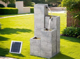 Gardeon Solar Fountain Water Feature Outdoor Indoor 4-Tier Square Cascading Beige FOUNT-SQUARE-4LVL-BG