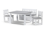 Keezi 2 in 1 Kids Table and Chair Set, Activity Table with Storage Bench and 2 Chairs for Reading, KTC-G-BC-GY