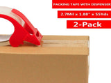 2 Pack Packaging Tape with Dispenser Strong Transparent Adhesive Tape for Boxes Moving Parcels V1258-DP02-BOL-757