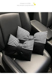 1 Pair Black Cute Bowtie Car Headrest Pillow and Waist Cushion Set, Stylish V888-ELOSUNG17640