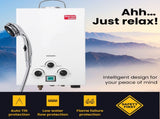 Thermomate Portable Gas Outdoor Camping Hot Water Heater System, with 12V Pump, Shower Head, White V219-CMPWHTTHWT2A