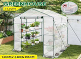 Greenhouse Walk-In Tunnel 3 Tier Planting Shelves 143x143x195cm Strong Stability with PE Cover V985-GREENHOUSE2