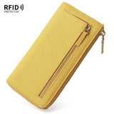 Genuine Leather Wallet RFID Blocking Wallet Long Zipper Clutch Women'S Phone - Pink - Size m V1347-939-47482-PNK-M