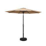 Instahut 2.7m Outdoor Umbrella w/Base Pole Stand Garden Sun Beige UMB-POLE-27-TIL-BASE-BG