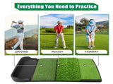 Foldable 4-in-1 Golf Practice Mat with Ball Tray 24.5x17in Tri-Turf Hitting Pad for Indoor & V1107-CS-GEFZDDJD