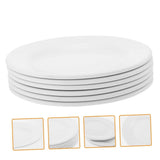 Set of 6 White Small Ceramic Serving Plates for Appetizers, Kitchen and Dining Tableware V1192-AZ-W-22485