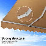 Instahut Retractable Folding Arm Awning Manual Sunshade 2.5Mx2M Beige AWN-B-ARM-25X20-BEIGE