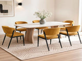 Artiss Dining Chairs Set of 6 Linen Fabric Soft Upholstered Chairs Mustard DINC-KJ-7016-MSX6
