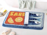 Sardine Can Bath Mat, Blue Bathroom Rugs for Bedroom, Soft Washable Rug Non Slip Cute Kitchen Bath V1258-DP02-C-555
